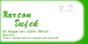marton dufek business card