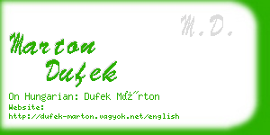 marton dufek business card